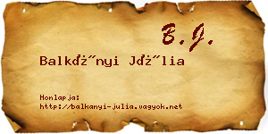 Balkányi Júlia névjegykártya